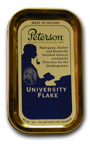 Старая упаковка табака Peterson University Flake